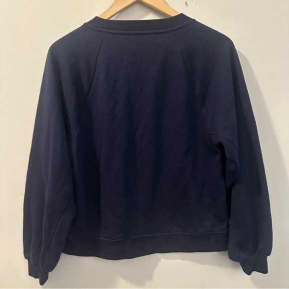 Talbots Navy Blouson Sleeve Dog Days Sweatshirt Petite Top Size P - Picture 3 of 8